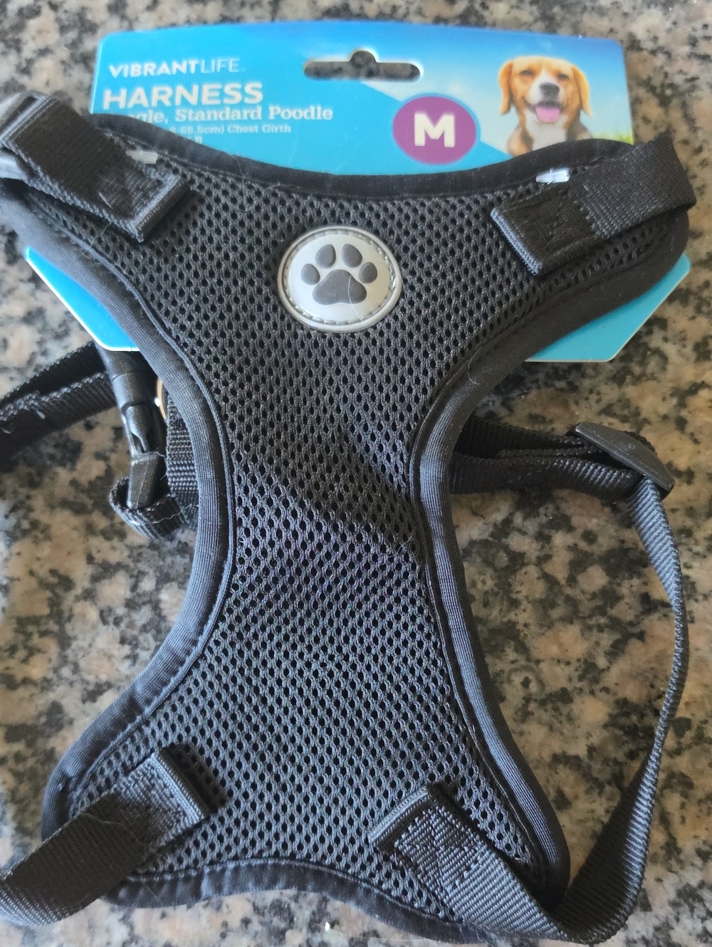 VibrantLife Black Mesh Dog Harness - Medium